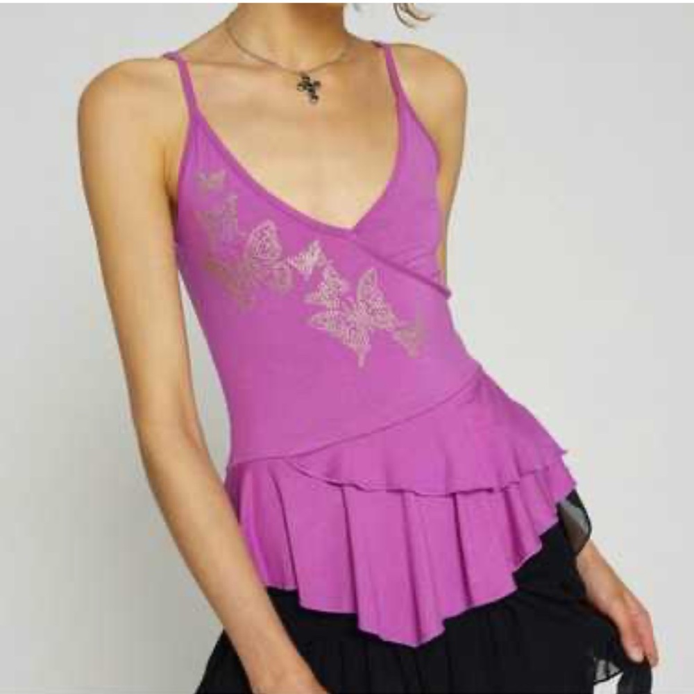 NWT Urban Outfitters Peplum Top with Butterfly Design